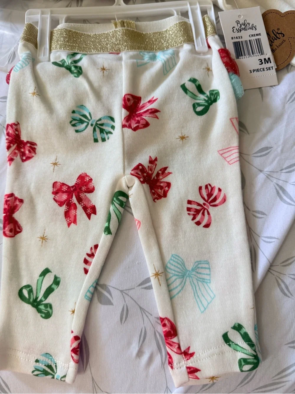 Baby Essentials Creme 3-Piece Set with Red and Teal Accents